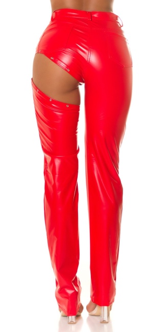 Soo Sexy! leatherlook pants with cut out Red